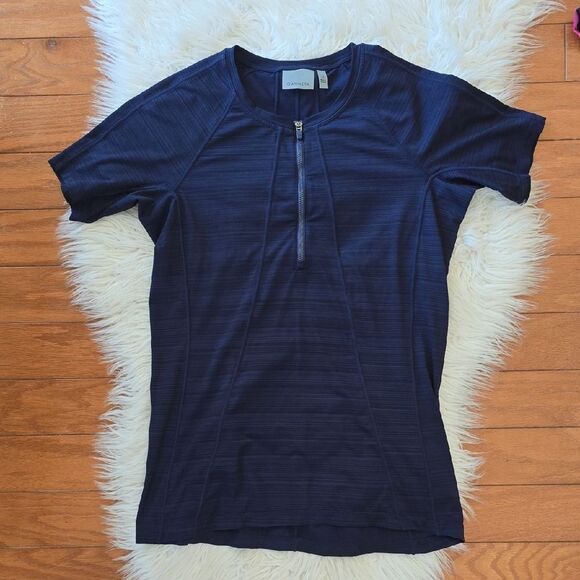 Athleta Navy Blue Short Sleeve Tee - Picture 1 of 6